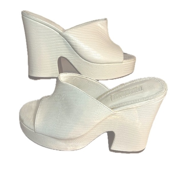 TOPSHOP RAMBLE PLATFORM BLOCK HEEL MULES IN OFF WHITE SIZE 6 - Picture 7 of 10